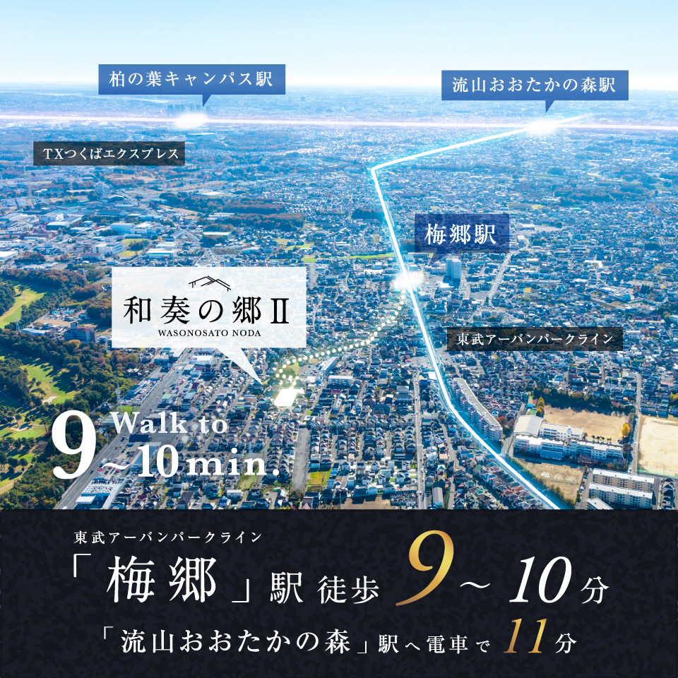 東武アーバンパークライン「梅郷」駅徒歩9～10分。
